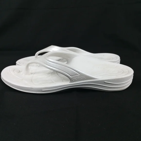 Aetrex Fiji Sandals Women Size 8 White Orthotic Arch Support Flip Flops - Picture 3 of 8